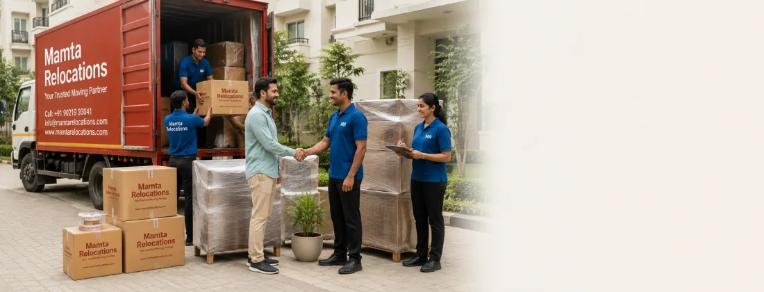 Single frame uniting the crew, the loaded truck, stacked cartons and a customer handshake — symbolising integrity, safety and customer-first